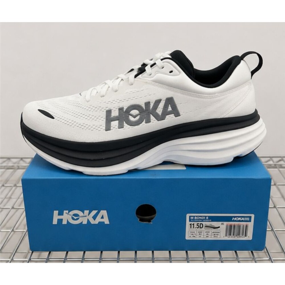 HOKA Bondi 8 Men’s Running Shoes Size 11.5 D White Black New With Box